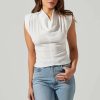 Clothing ASTR | Pleated Power Shoulder Blouse White