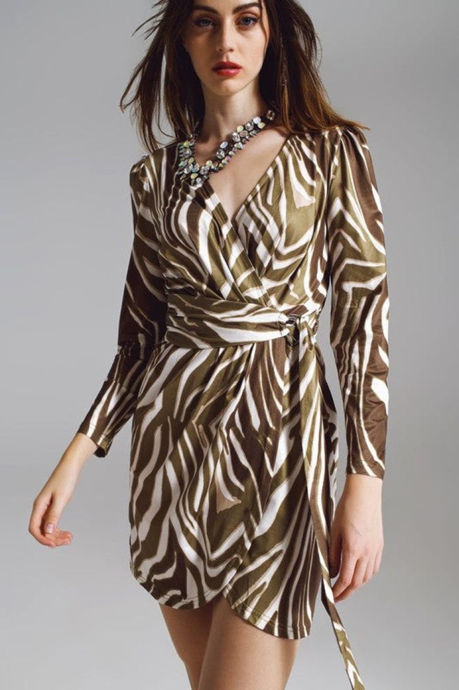 Clothing Q2 | Ciara Dress Brown Zebra