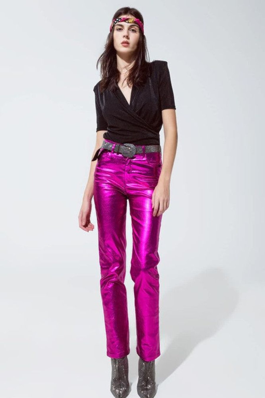 Clothing Q2 | Style Queen Pants Fuchsia Metallic