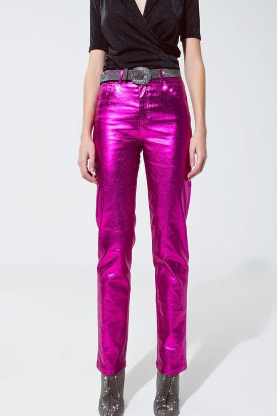 Clothing Q2 | Style Queen Pants Fuchsia Metallic