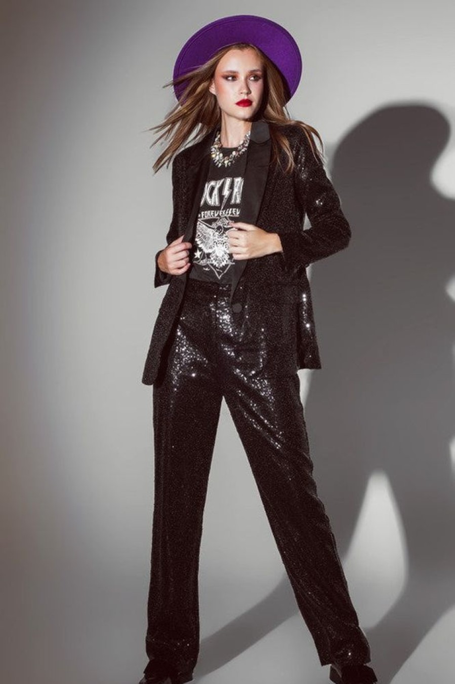 Clothing Q2 | Sasha Sequin Blazer Black