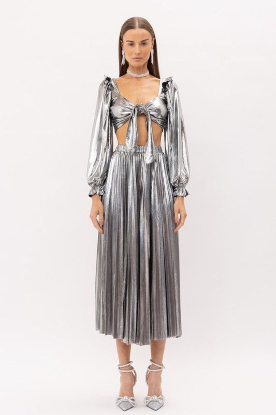 Clothing Sofie the label | Alessandra Pleated Skirt Silver