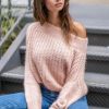 Clothing Verte | Amy Off-The-Shoulder Sweater Peach Fuss