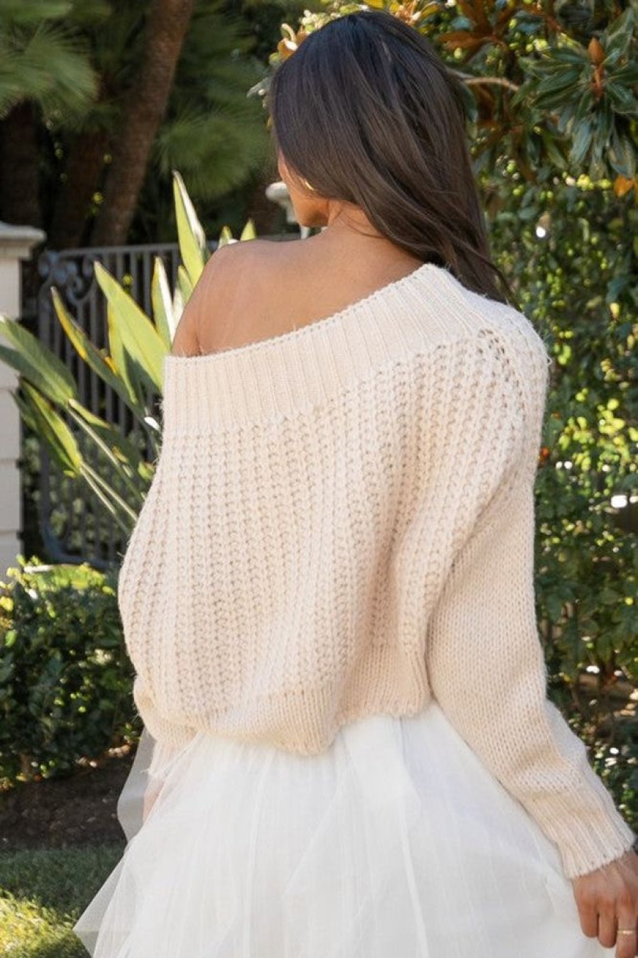 Clothing Verte | Amy Off-The-Shoulder Sweater Peach Fuss