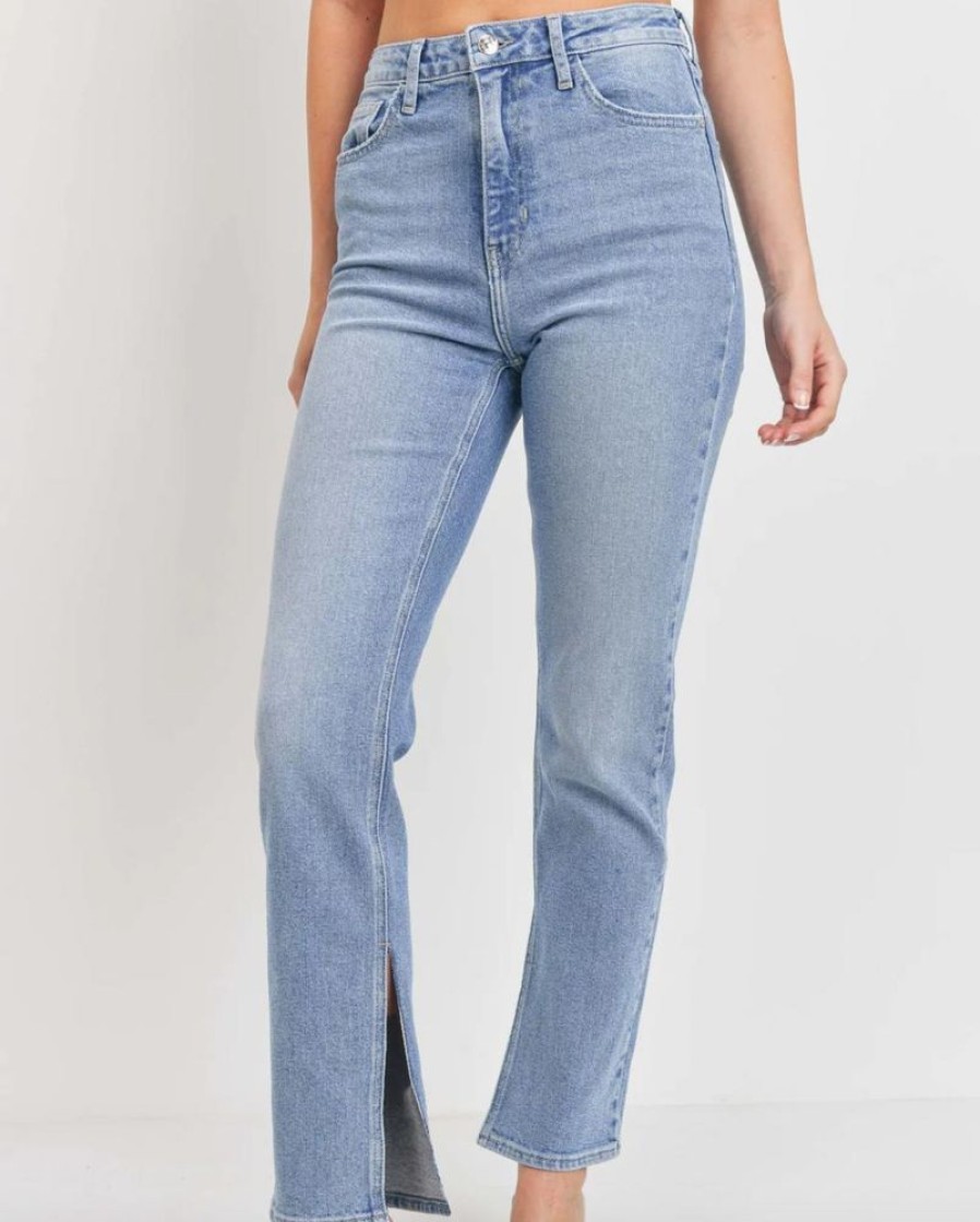 Clothing Just Black Denim | The Slit Leg Straight Jeans Light Denim