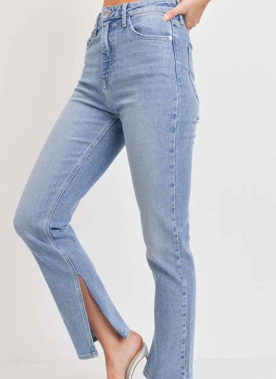 Clothing Just Black Denim | The Slit Leg Straight Jeans Light Denim