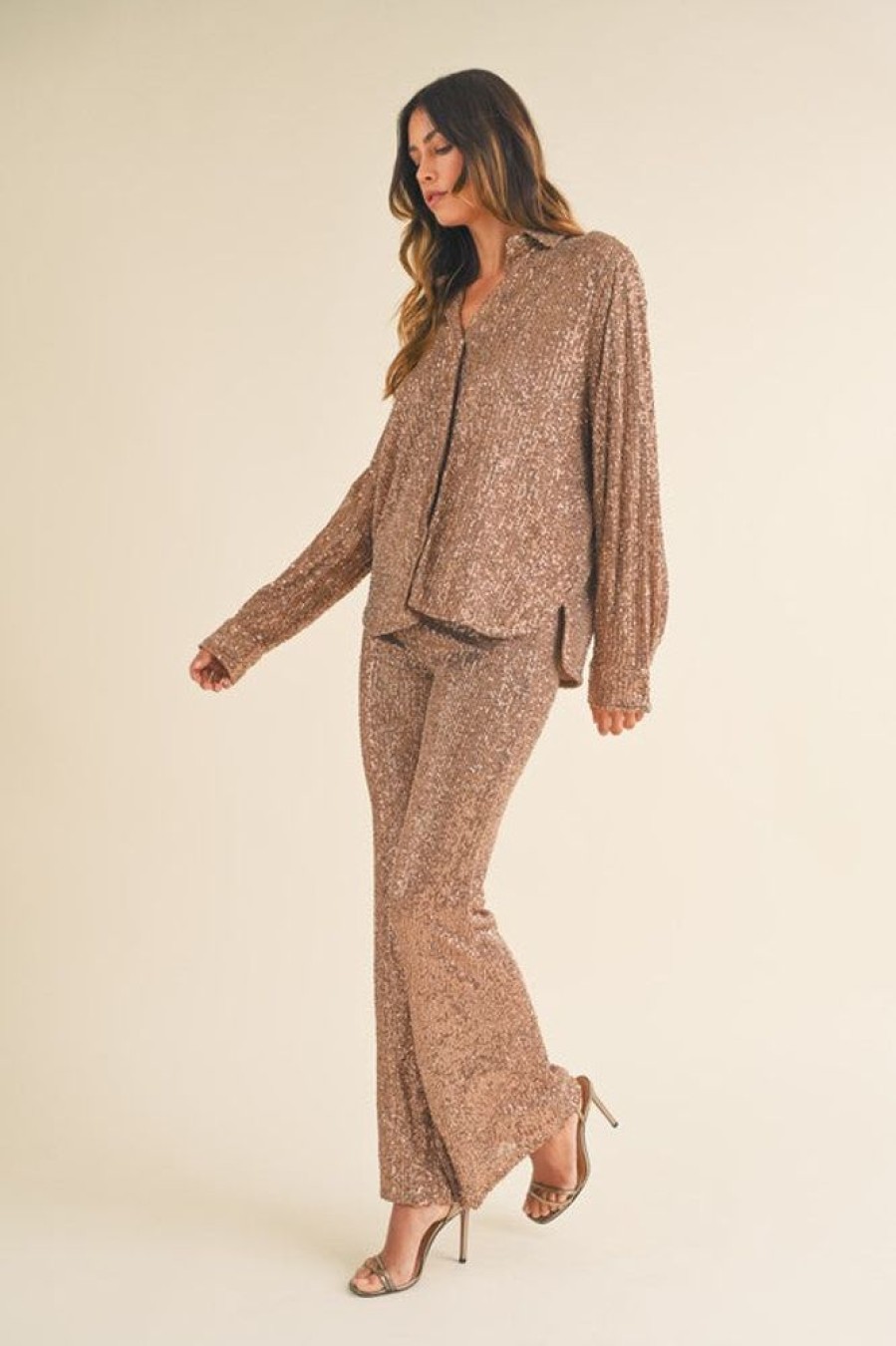 Clothing Mable | Mabelle Sequin Set Mocha