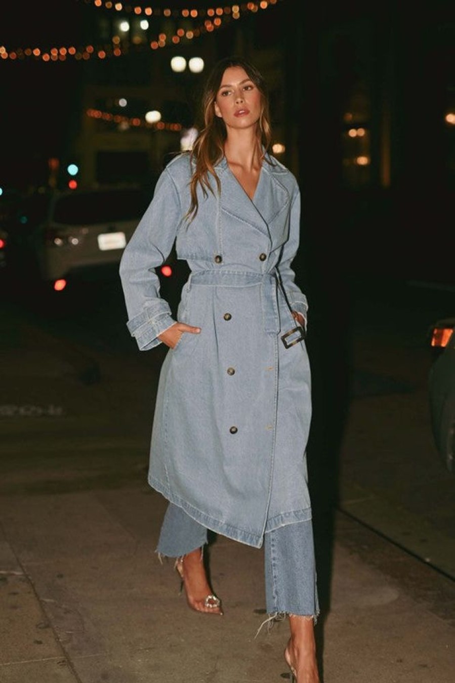 Clothing Mable | It Girl Trench Coat Denim