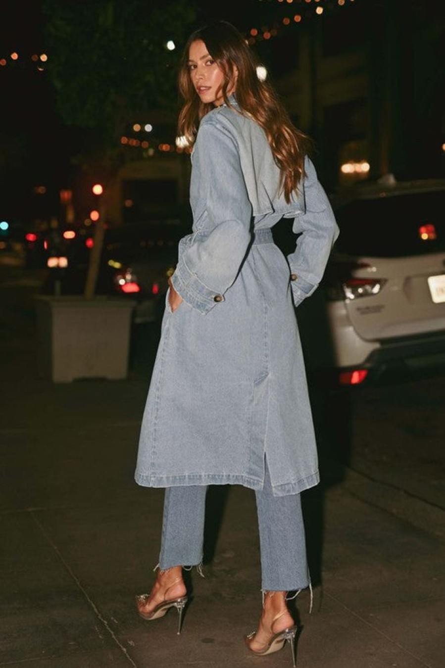 Clothing Mable | It Girl Trench Coat Denim