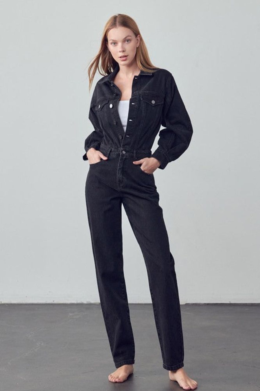 Clothing Insane gene | Suzie Denim Jumpsuit Black