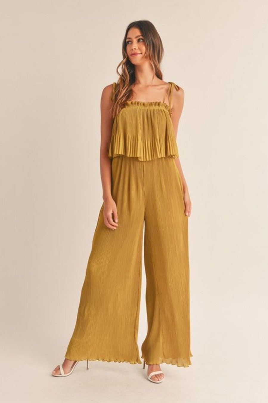 Clothing Mable | Victoria Pleated Jumpsuit Mustard