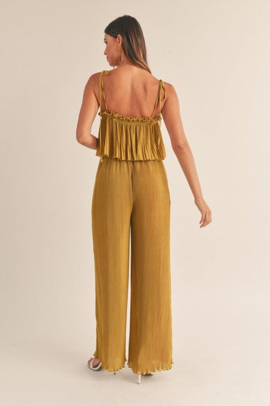 Clothing Mable | Victoria Pleated Jumpsuit Mustard