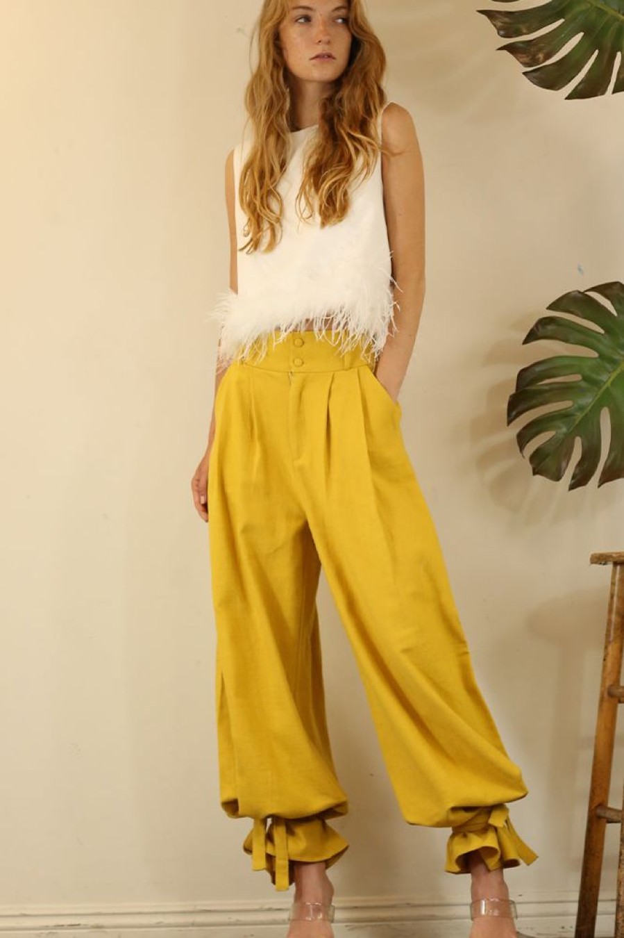 Clothing Mulla | Jasmine Linen Pants Mustard