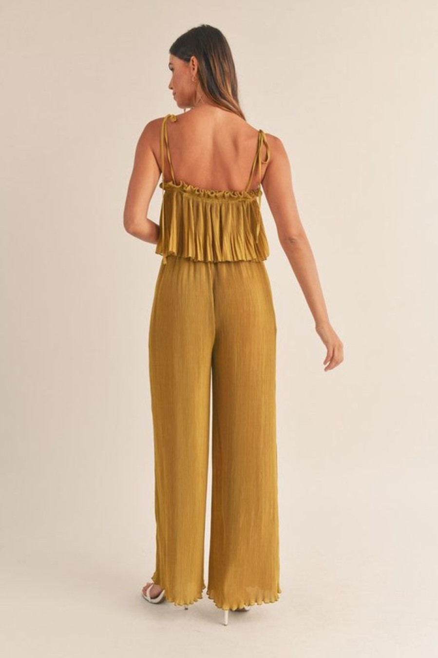 Clothing Mable | Victoria Pleated Jumpsuit Mustard