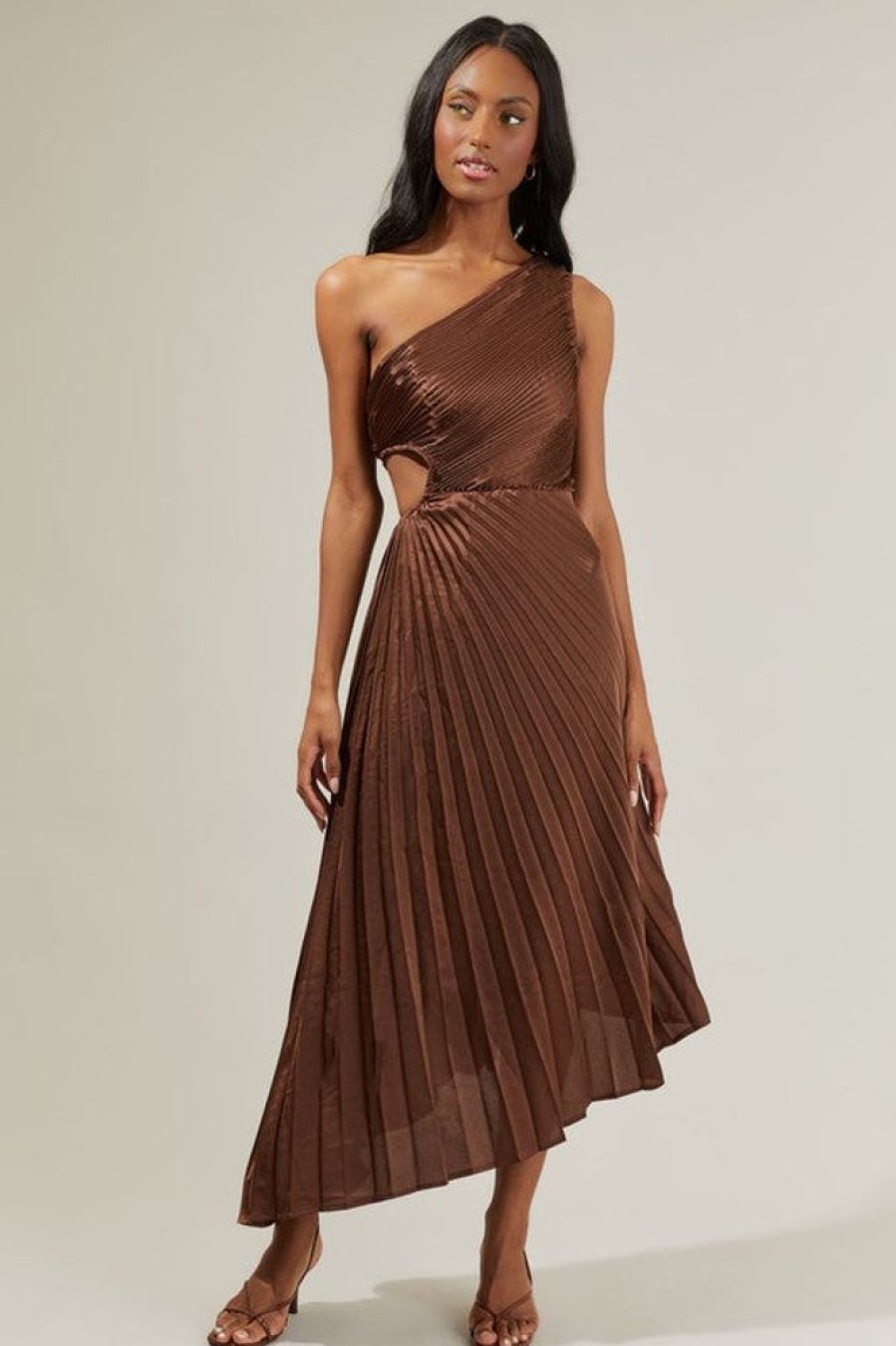 Clothing Sugar Lips | Nancy Pleated Dress Brown