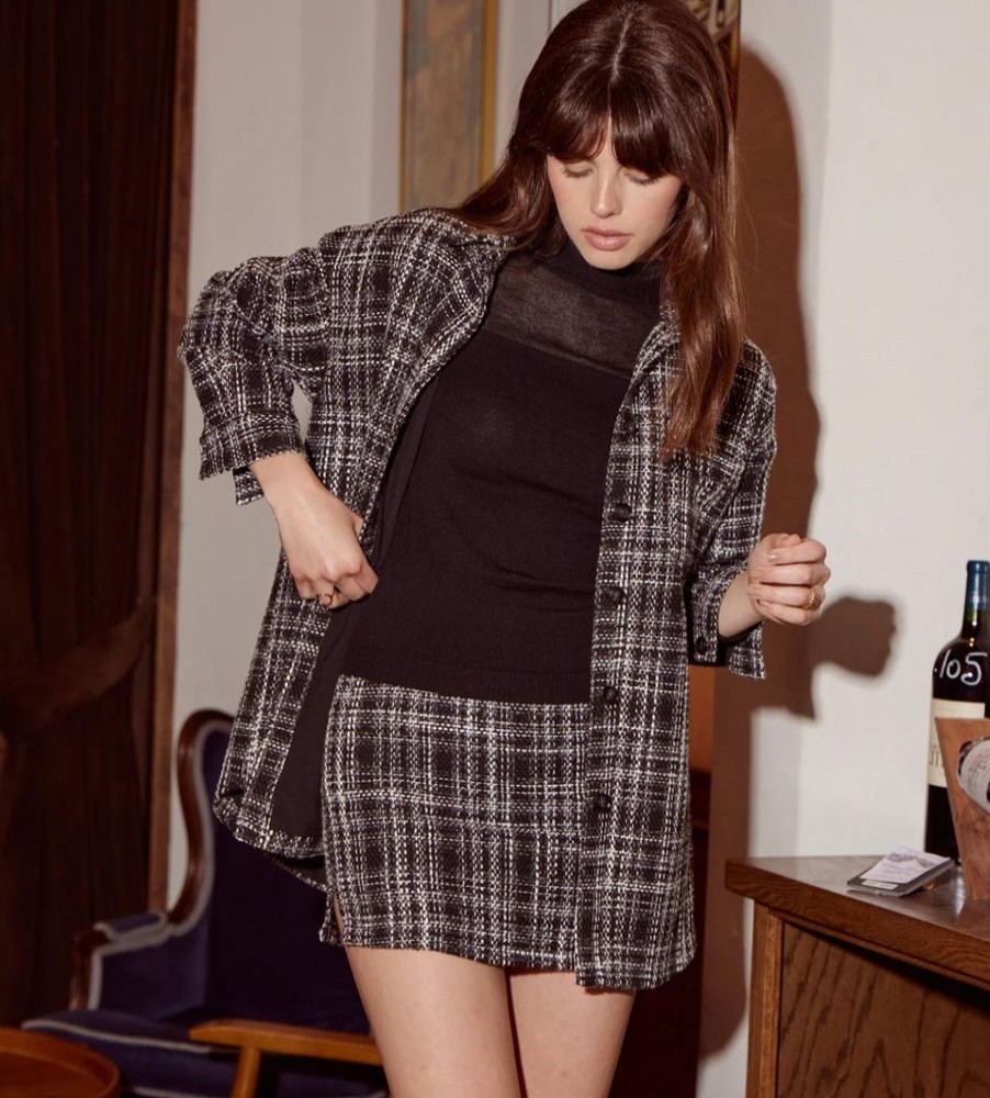 Clothing Lucy Paris | Lucy Paris -Iman Plaid Mini Skirt- Black Plaid