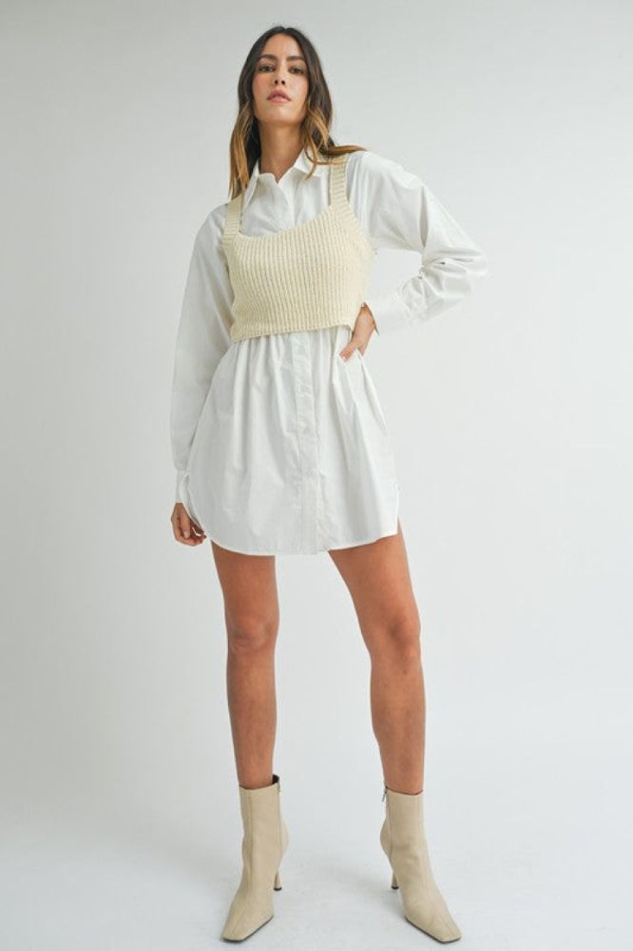 Clothing Mable | Melenise Shirt Dress White/Cream