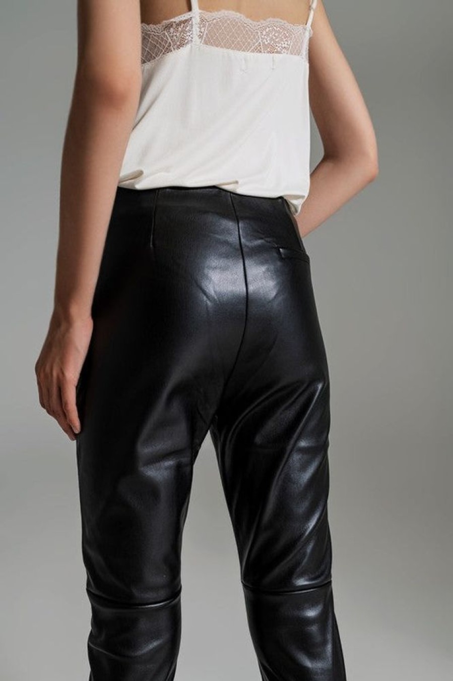 Clothing Q2 | Lilian Faux Leather Pants Black