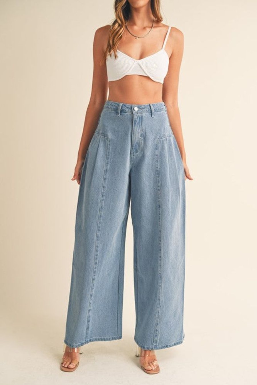 Clothing Mable | Ziara Pleated Jeans Light Blue