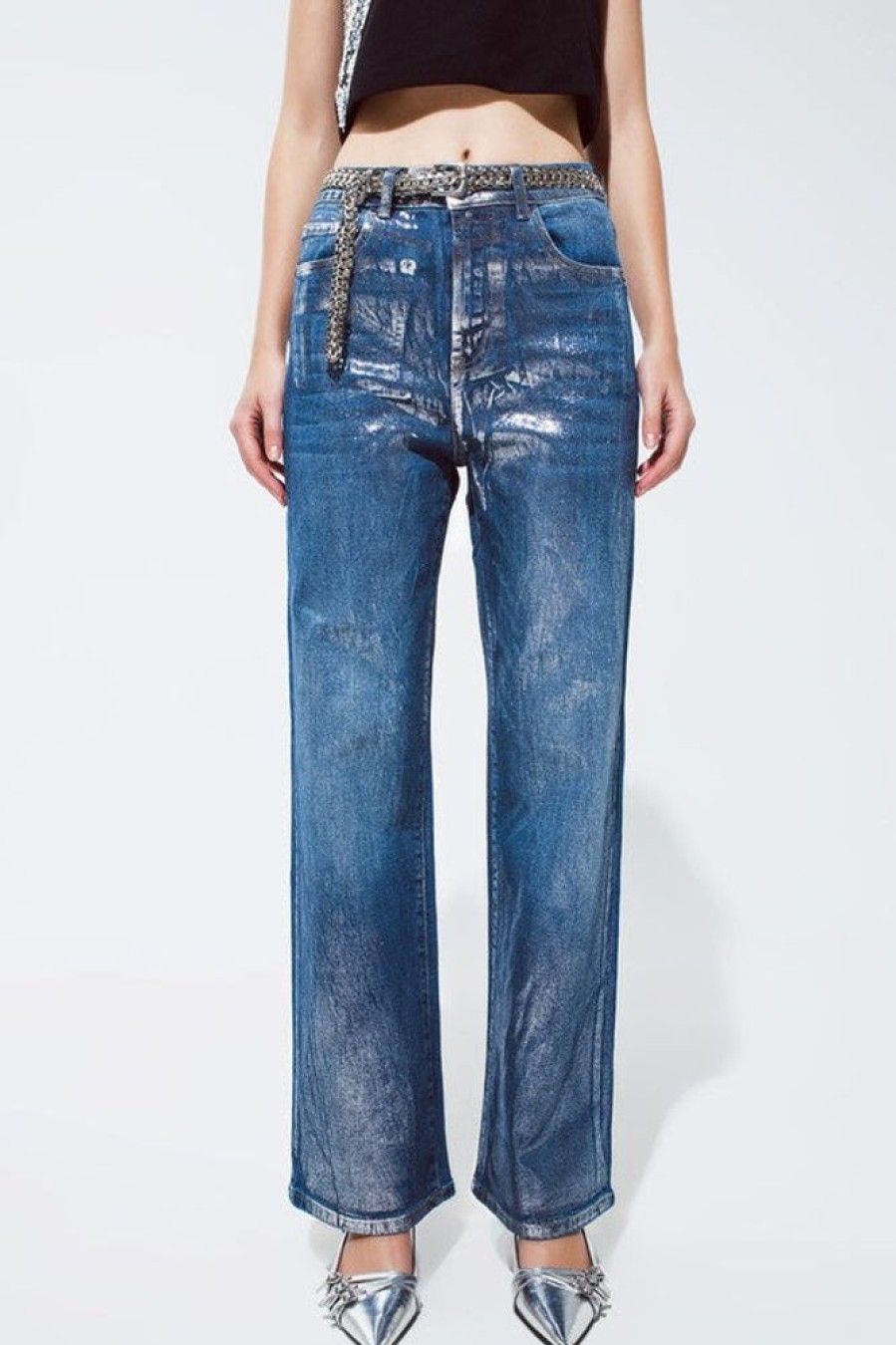 Clothing Q2 | Thalia Jeans Dark Blue/Metallic Silver