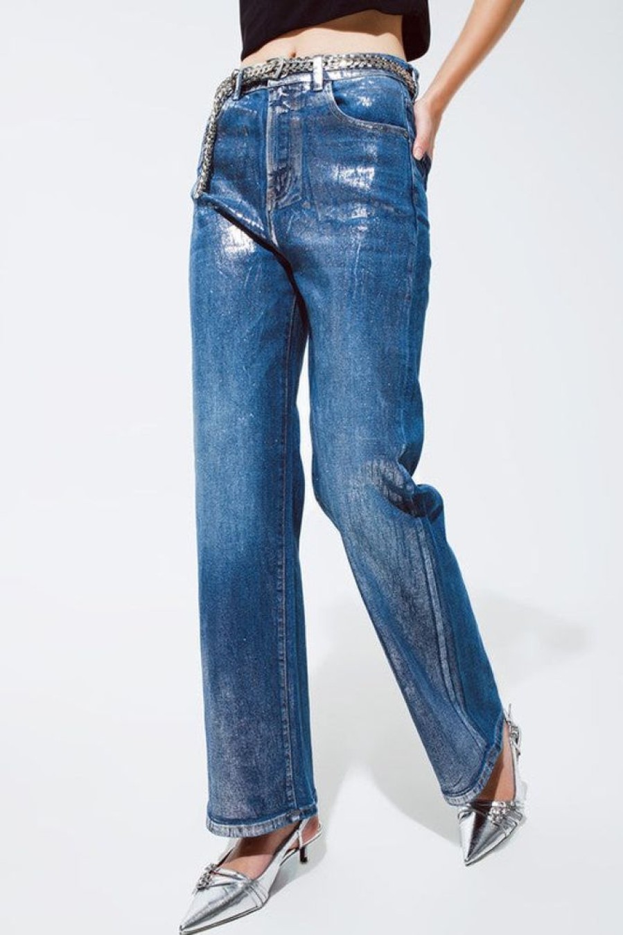 Clothing Q2 | Thalia Jeans Dark Blue/Metallic Silver