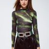 Clothing Q2 | Adele Mesh Top Green