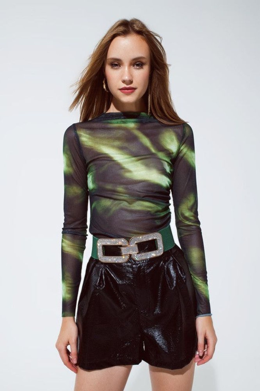 Clothing Q2 | Adele Mesh Top Green