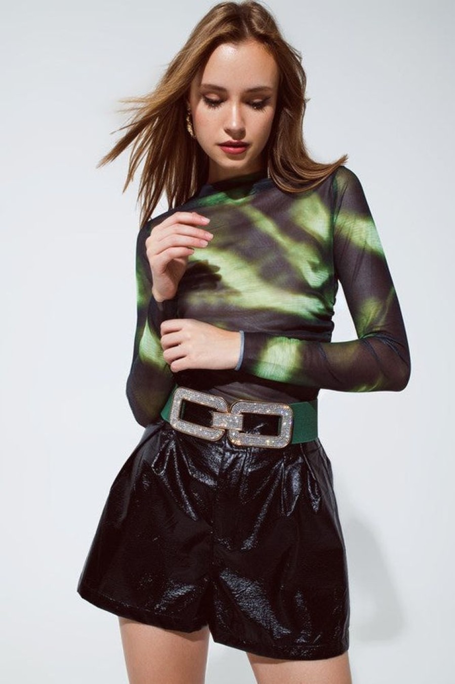 Clothing Q2 | Adele Mesh Top Green