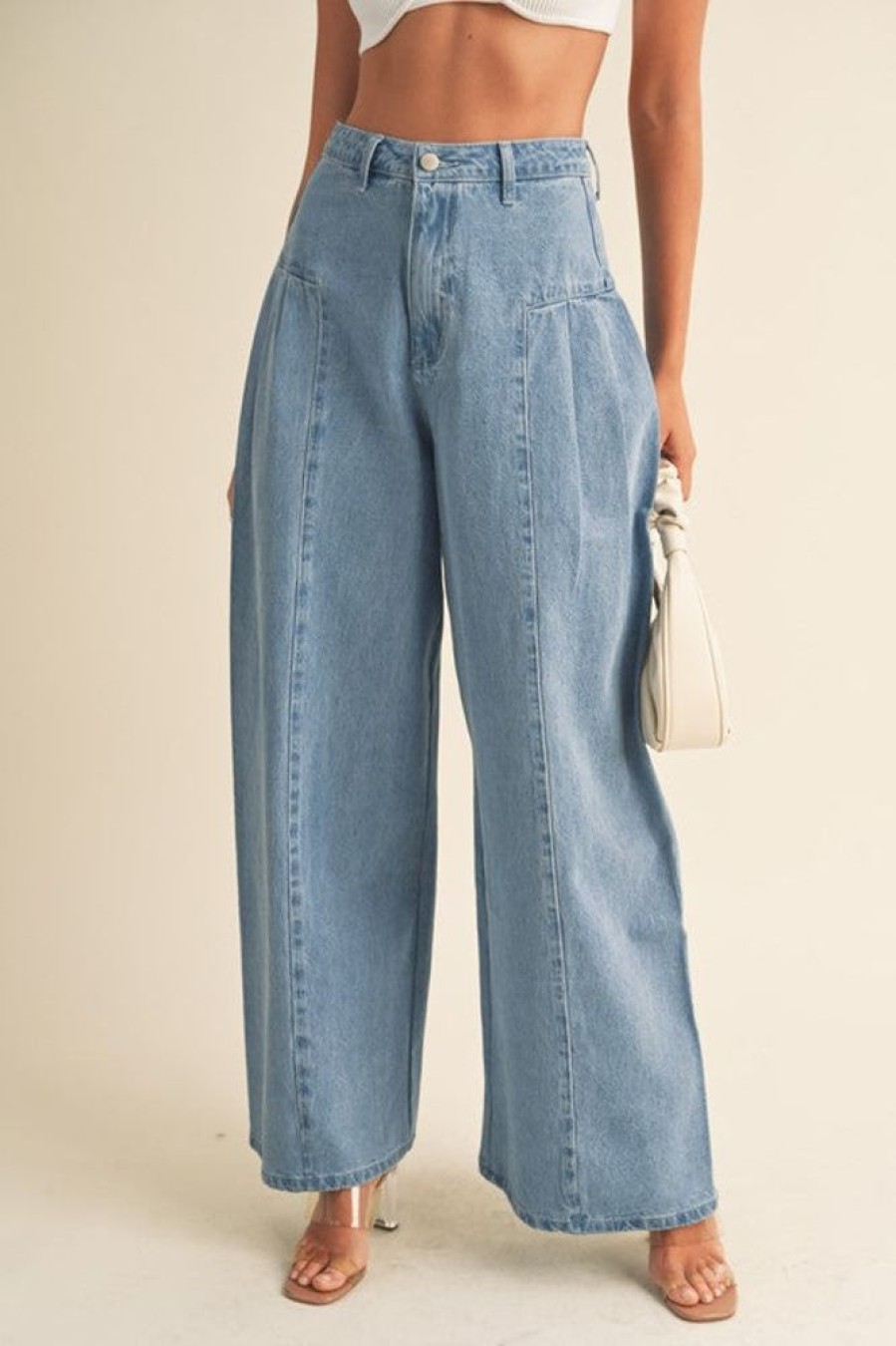 Clothing Mable | Ziara Pleated Jeans Light Blue