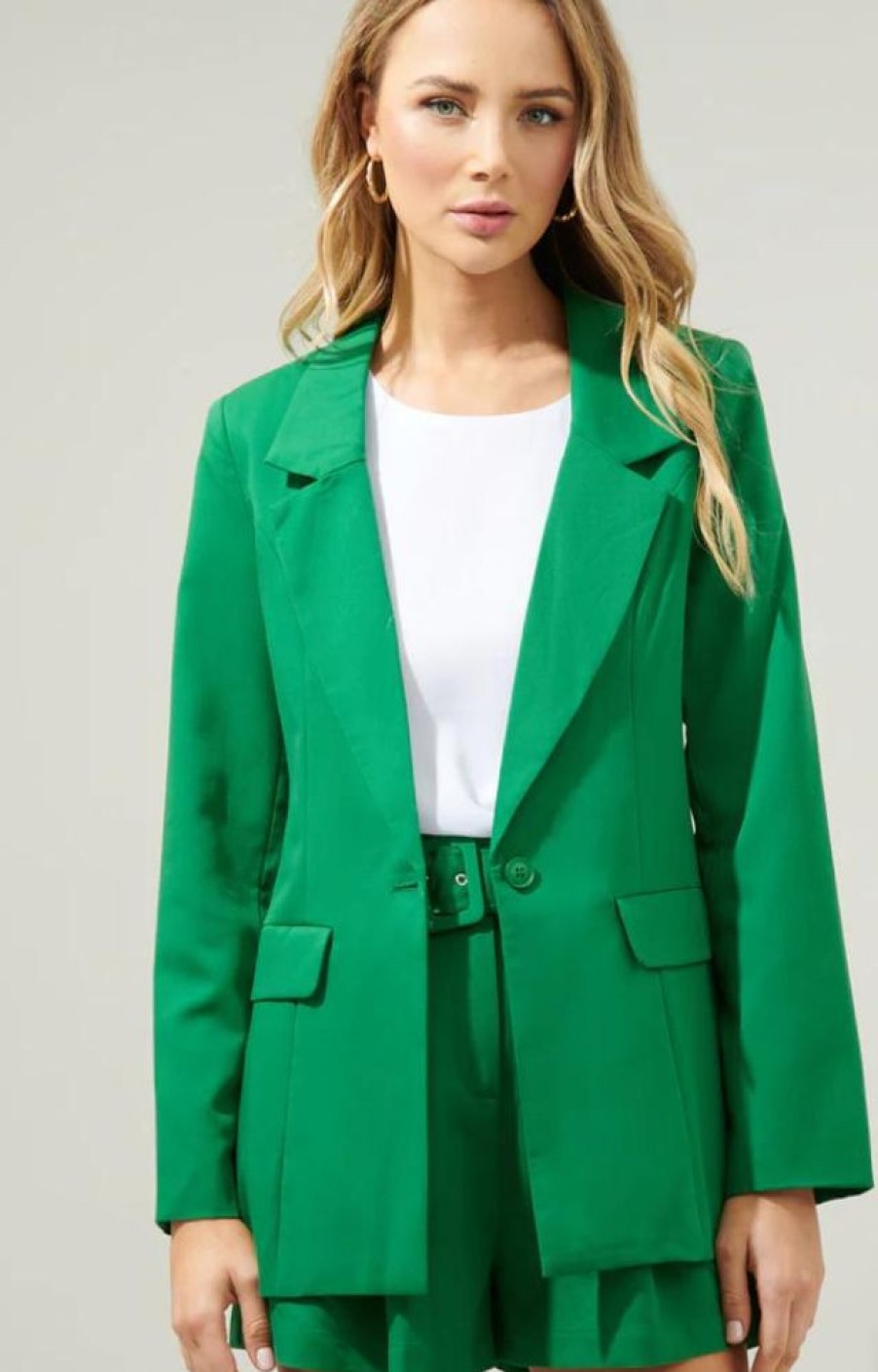 Clothing Sugar Lips | Power Moves Blazer Green