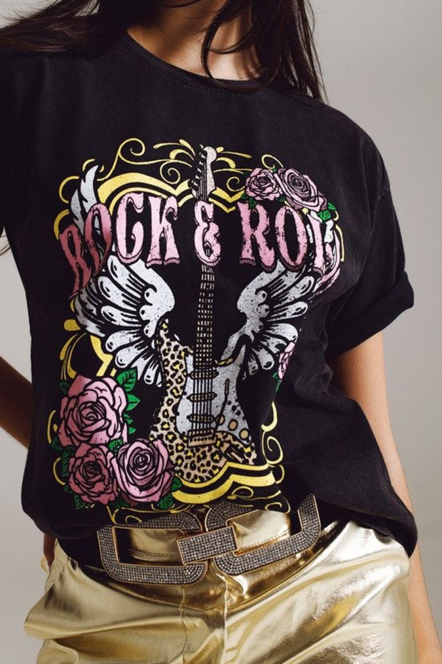 Clothing Q2 | Vintage Rocker Tee Black