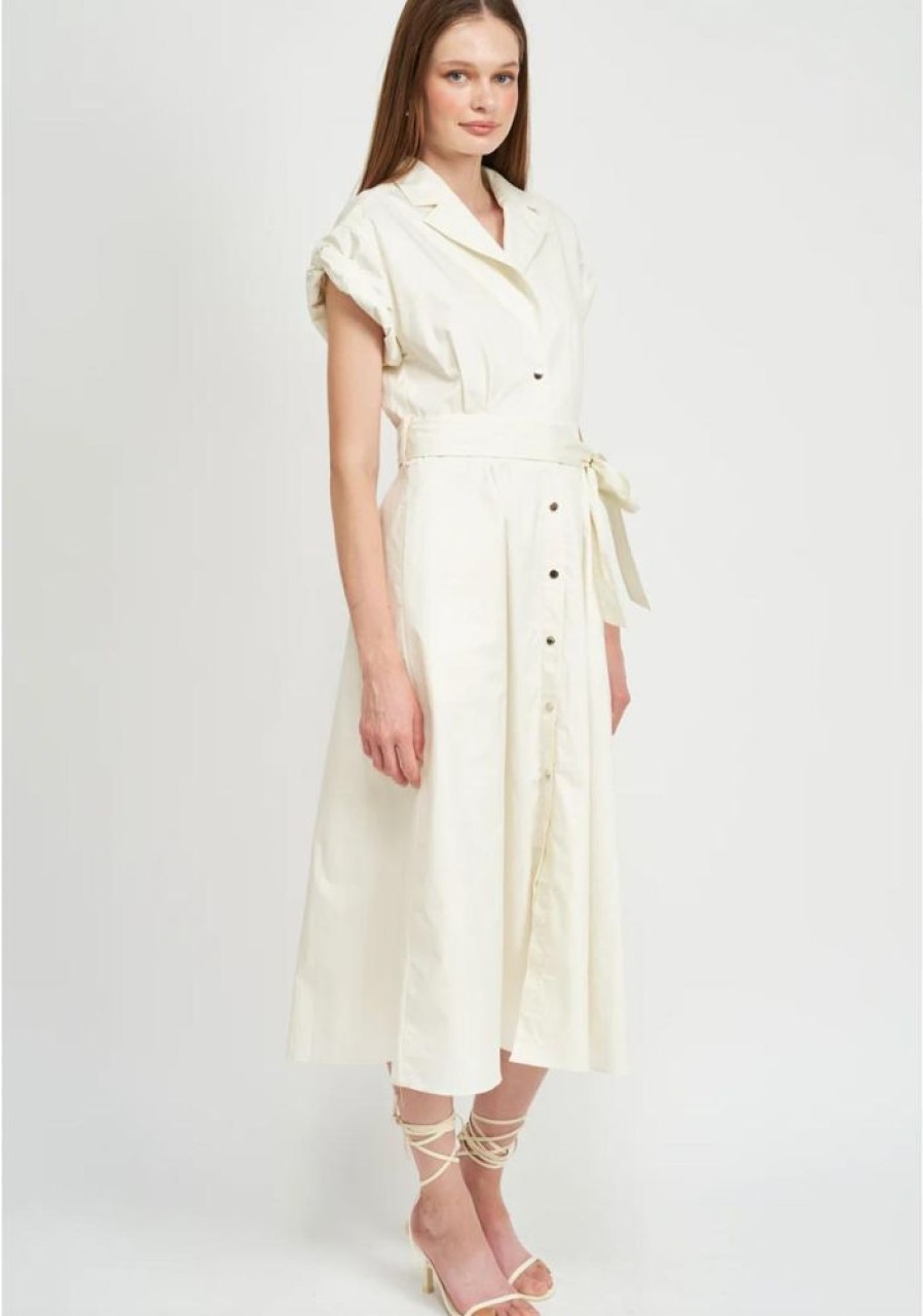 Clothing Ensaison | Zoya Midi Shirtdress Cream