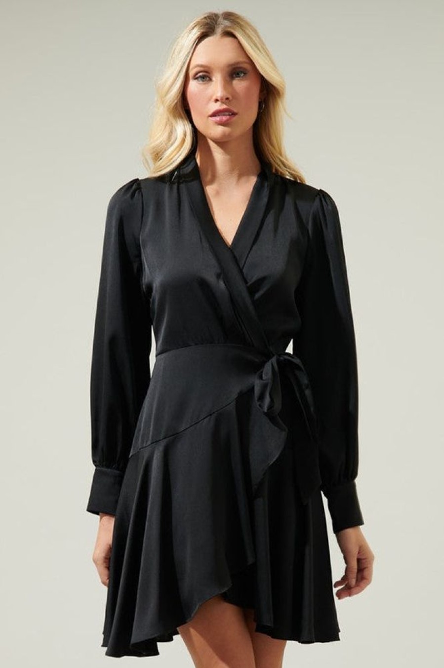 Clothing Sugar Lips | Carla Satin Dress Black