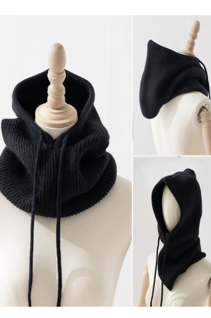 Accessories Miss Sparkling | Valentina Hooded Scarf Black