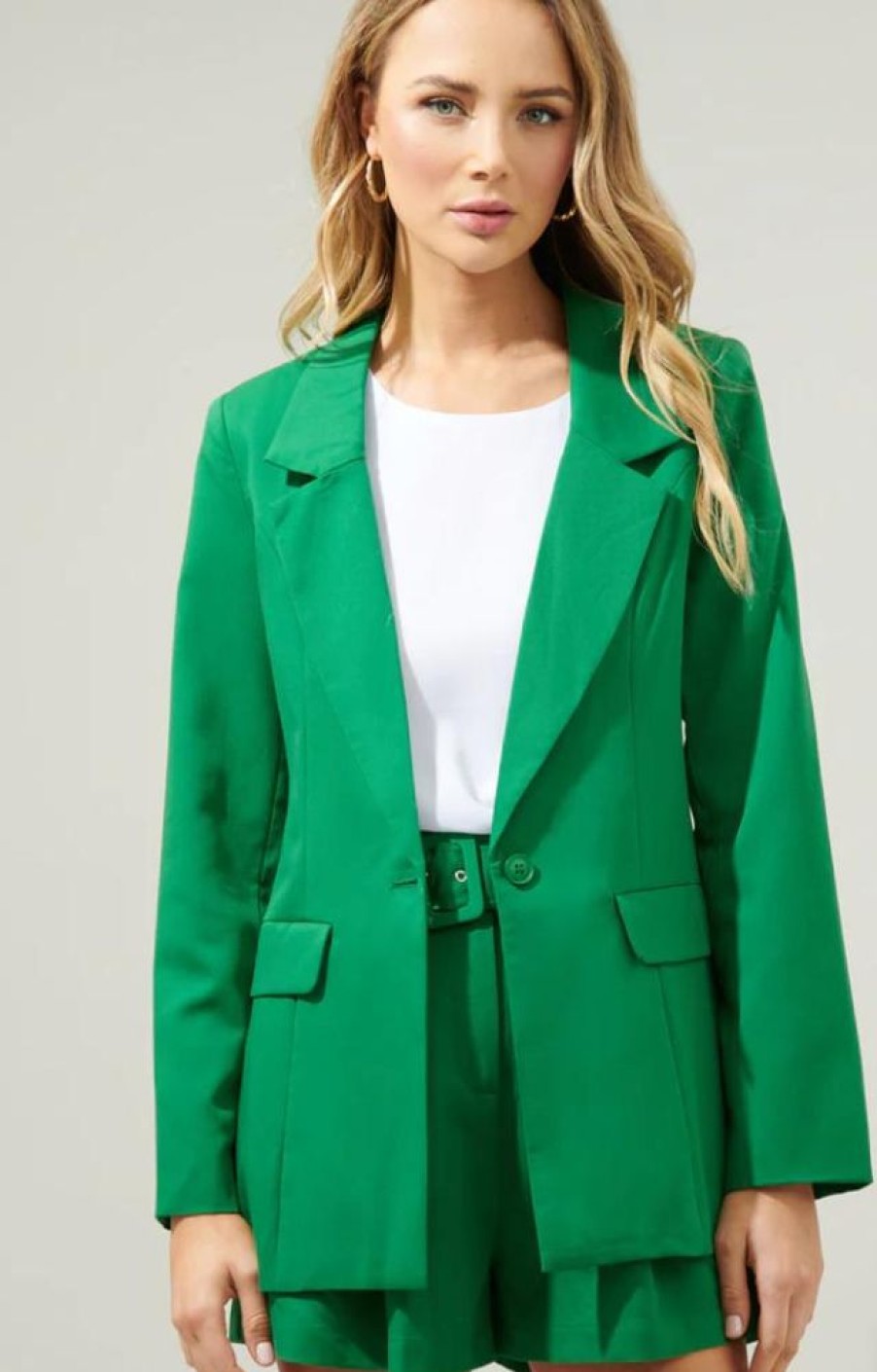 Clothing Sugar Lips | Power Moves Blazer Green